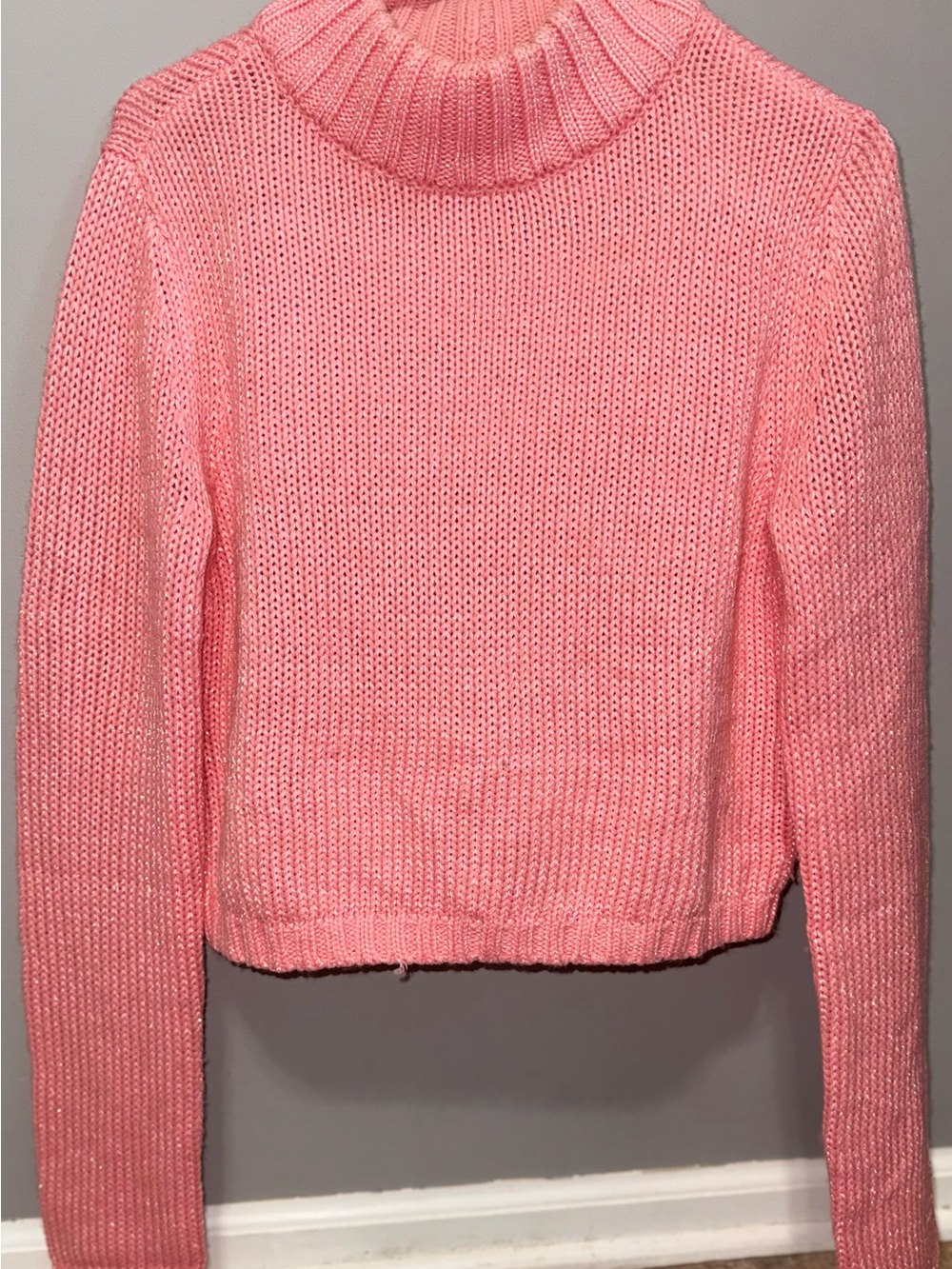 Women's Pink Turtleneck Knit Sweater